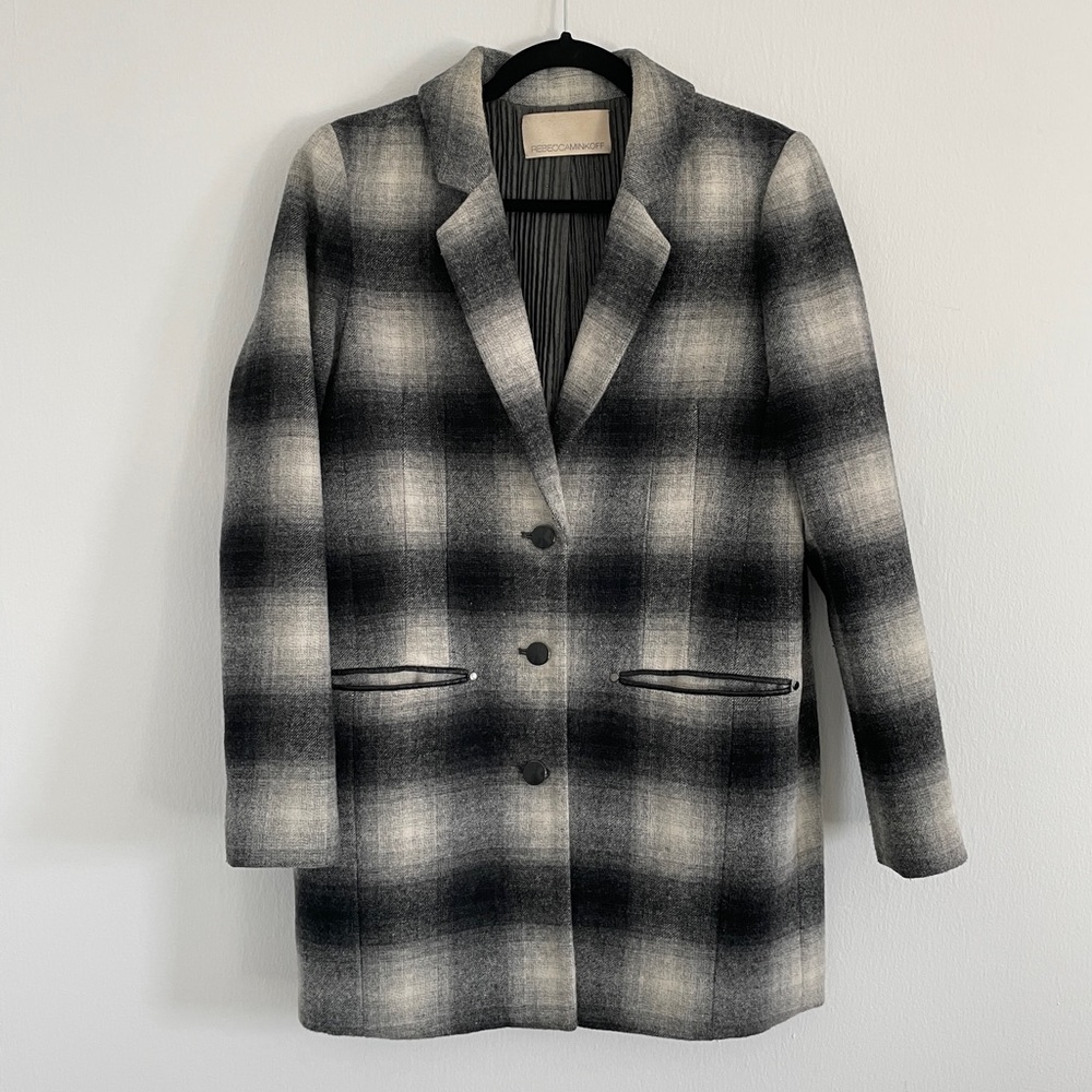 Rebecca Minkoff Wool Plaid Check Jacket